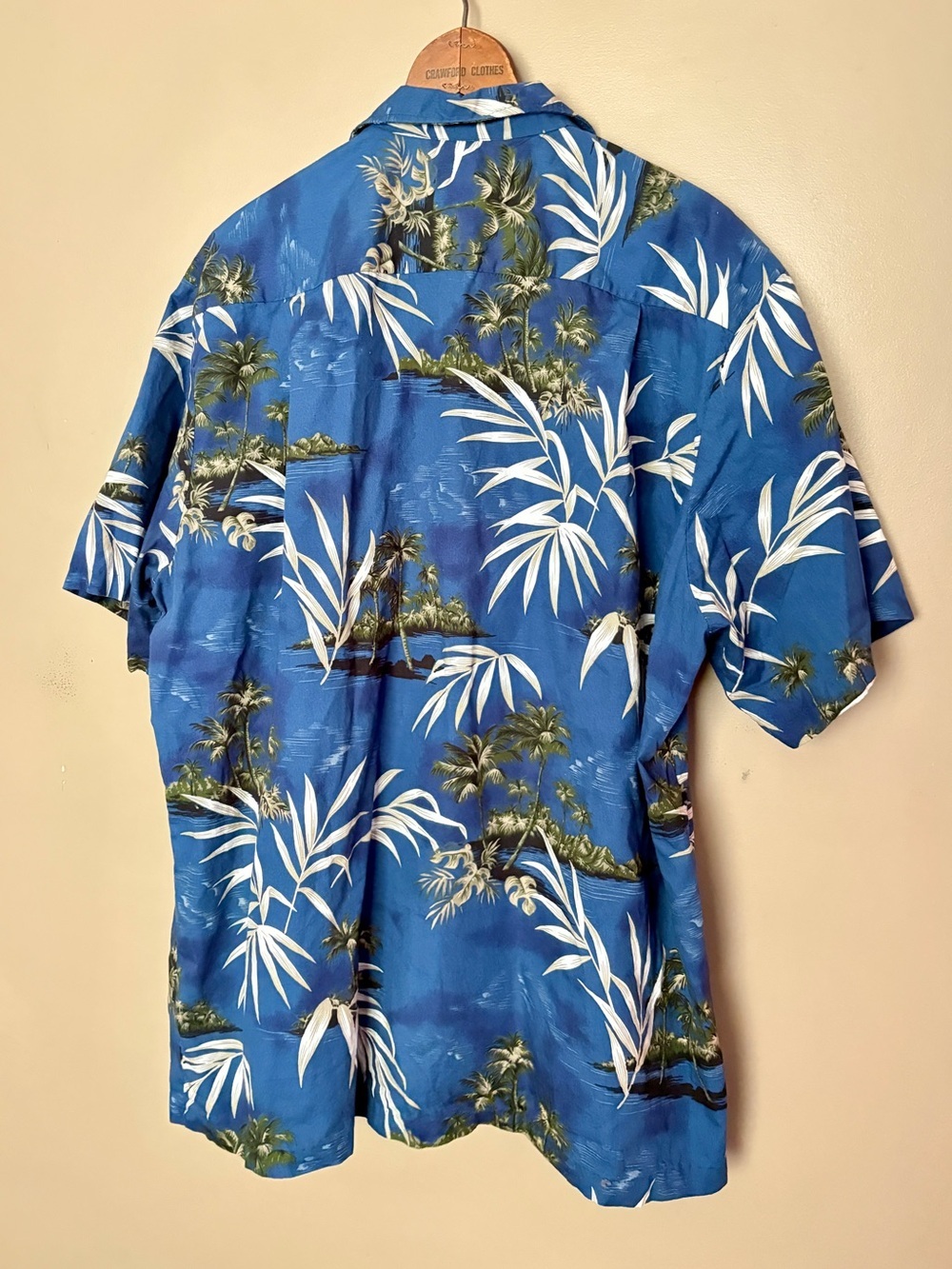 vintage RJC blue Hawaiian Aloha button down shirt tropical palm leaves XL EUC - Picture 3 of 14